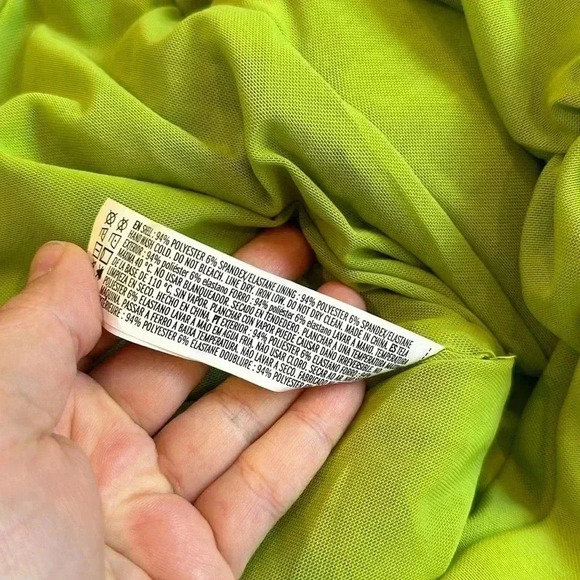 NWT Forever 21 Crisscross Halter Ruched Bodycon Mini Dress Lime Green Apple Sz S - Picture 12 of 13